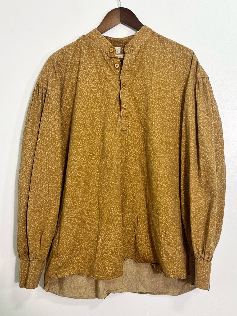 Vintage Wah Maker Frontier Shirt Mustard Yellow Calico Calvalry Popover L